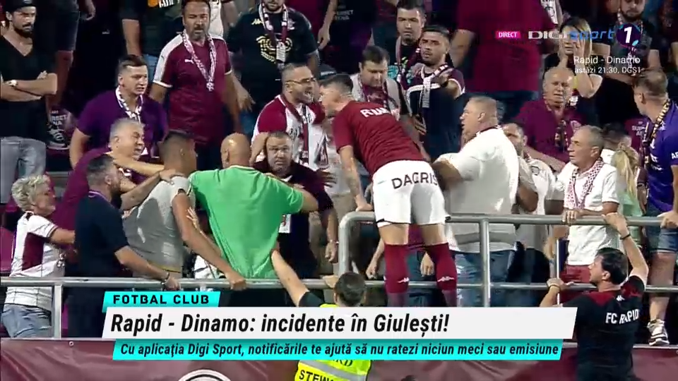 Bătaie în tribune la Rapid - Dinamo: Săpunaru a sărit să îi despartă pe suporteri_3