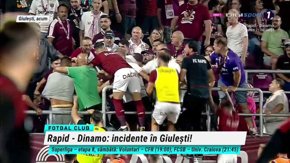 Bătaie în tribune la Rapid - Dinamo: Săpunaru a sărit să îi despartă pe suporteri_10