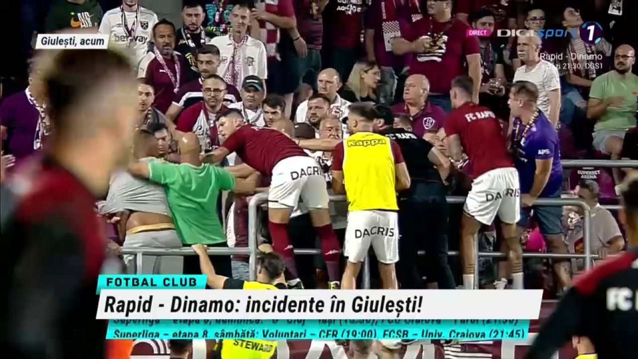 Bătaie în tribune la Rapid - Dinamo: Săpunaru a sărit să îi despartă pe suporteri_11