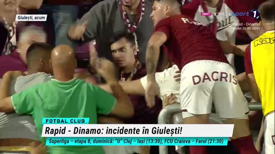 Bătaie în tribune la Rapid - Dinamo: Săpunaru a sărit să îi despartă pe suporteri_12