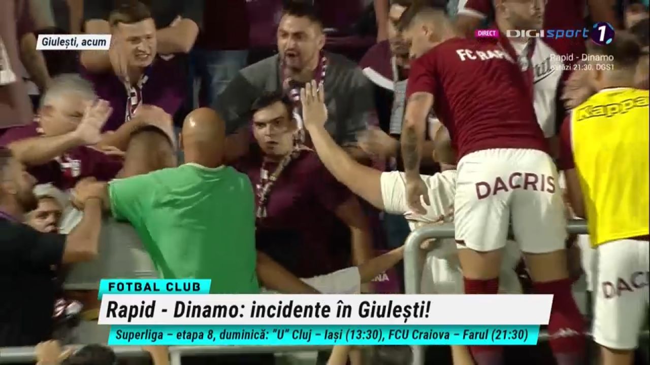 Bătaie în tribune la Rapid - Dinamo: Săpunaru a sărit să îi despartă pe suporteri_13