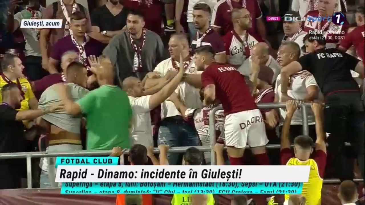 Bătaie în tribune la Rapid - Dinamo: Săpunaru a sărit să îi despartă pe suporteri_15