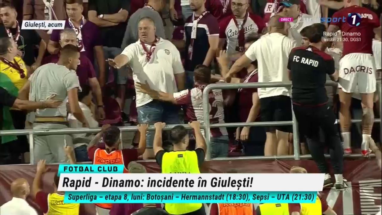 Bătaie în tribune la Rapid - Dinamo: Săpunaru a sărit să îi despartă pe suporteri_16