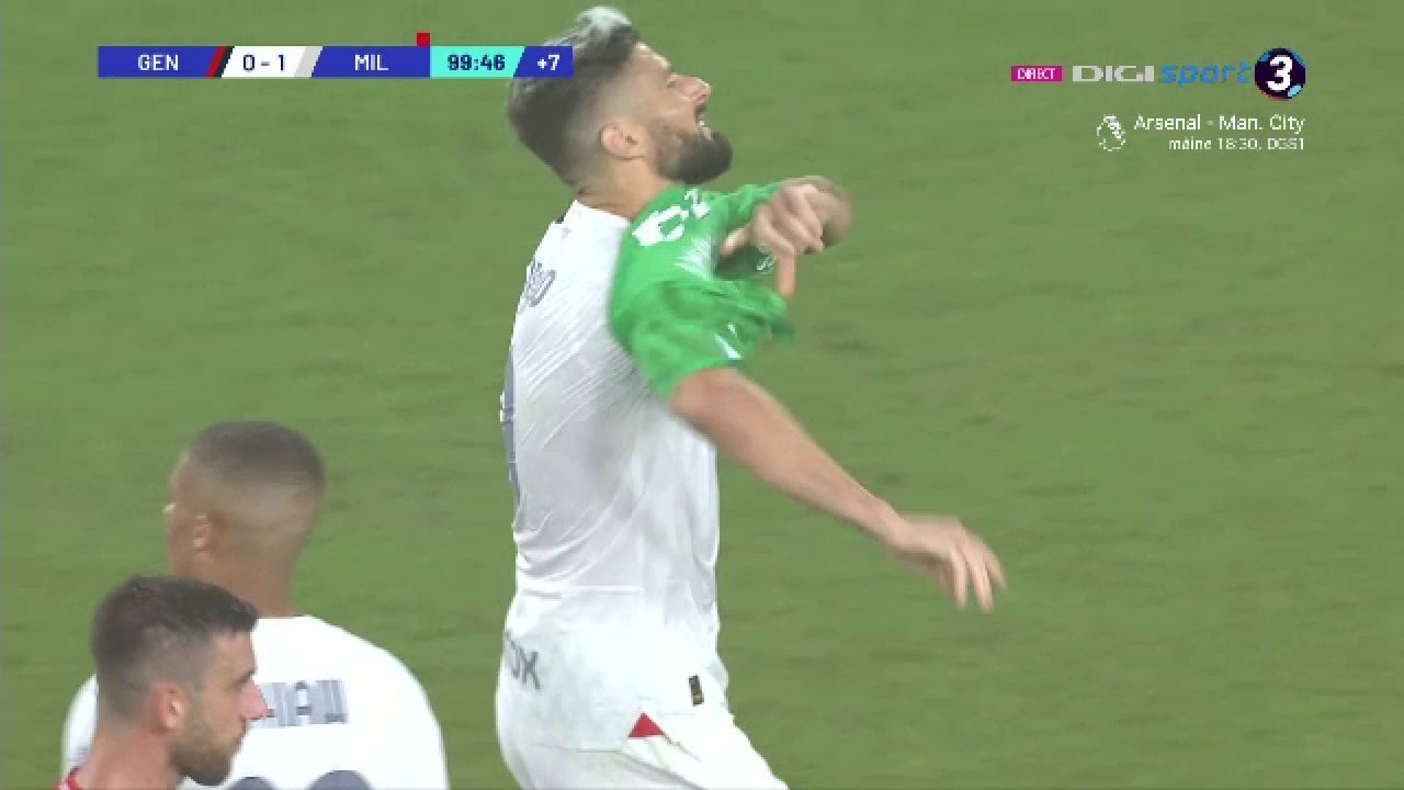 Portarul Giroud vs atacantul Pușcaș! A intrat în poartă și a blocat tot în Genoa - Milan! Drăgușin a refuzat să își înlocuiască portarul _11