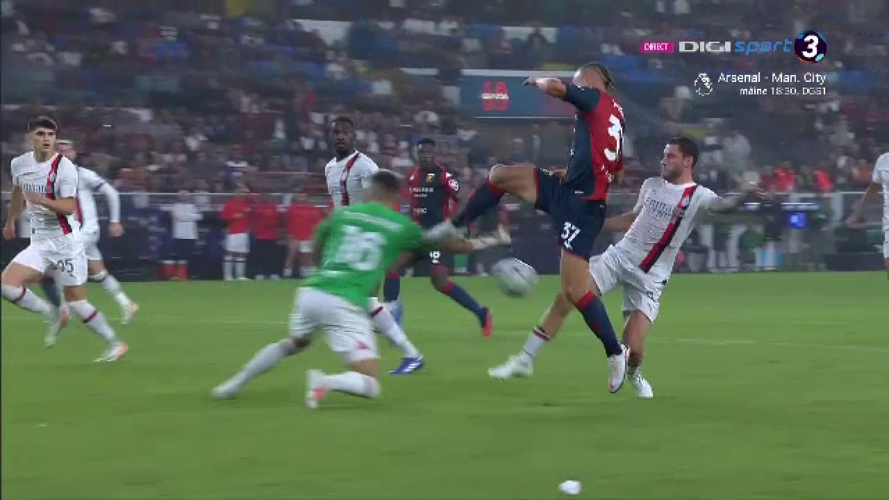 Portarul Giroud vs atacantul Pușcaș! A intrat în poartă și a blocat tot în Genoa - Milan! Drăgușin a refuzat să își înlocuiască portarul _23