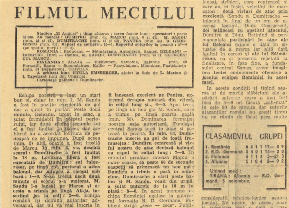 50 de ani de la cea mai clară victorie din istoria naționalei României, un 9-0 de poveste cu Finlanda! Mircea Sandu și Dudu Georgescu, printre marcatori_2