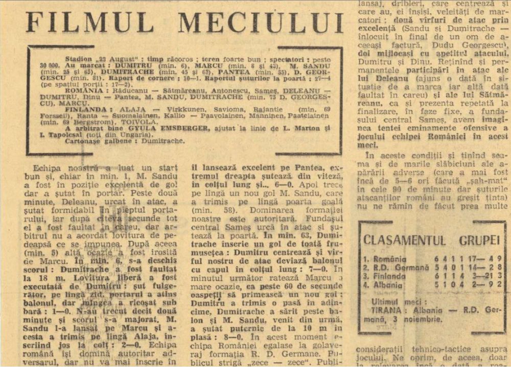 50 de ani de la cea mai clară victorie din istoria naționalei României, un 9-0 de poveste cu Finlanda! Mircea Sandu și Dudu Georgescu, printre marcatori_2