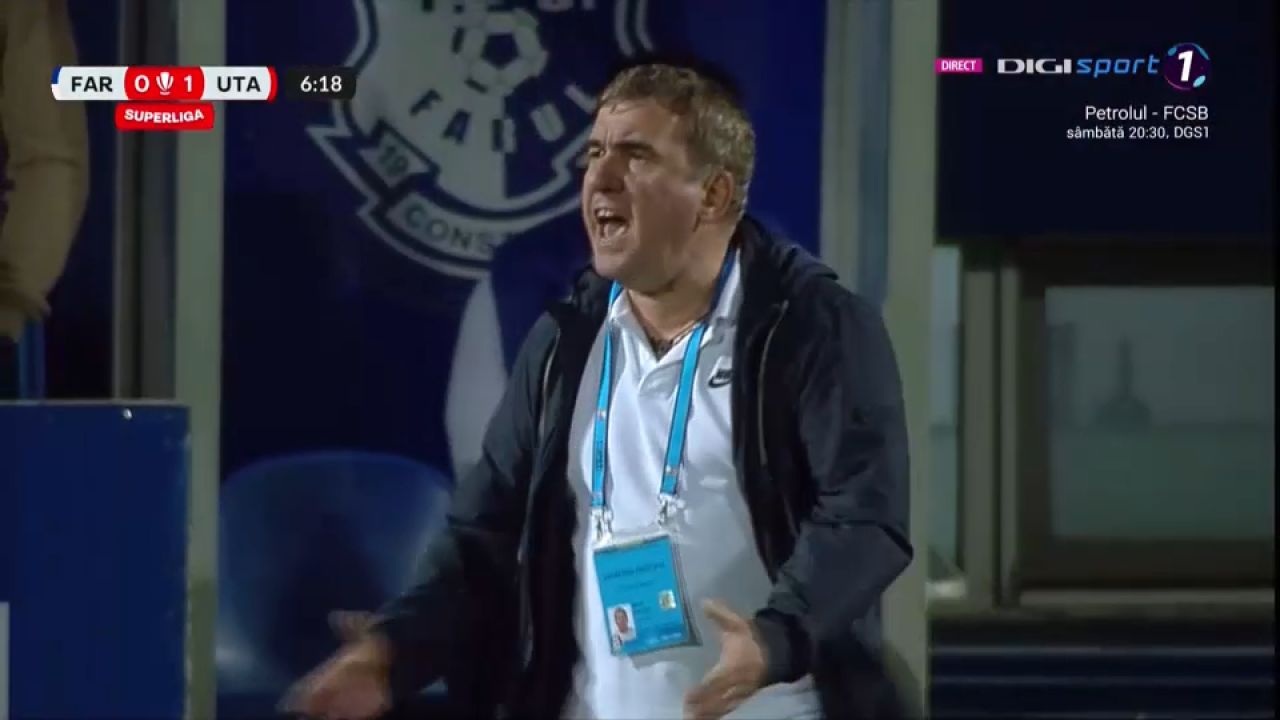 Reacția nervoasă a lui Gică Hagi după primul gol marcat de UTA Arad. Nu s-a mai abținut și a țipat la un jucător_1