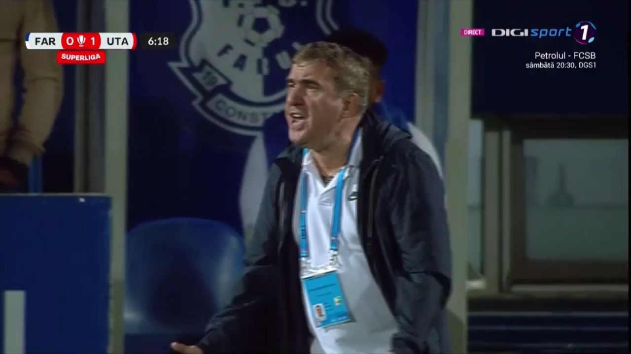 Reacția nervoasă a lui Gică Hagi după primul gol marcat de UTA Arad. Nu s-a mai abținut și a țipat la un jucător_3
