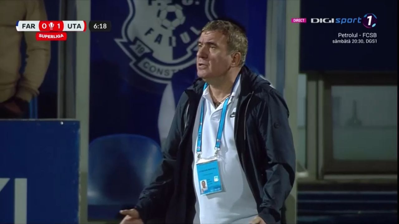 Reacția nervoasă a lui Gică Hagi după primul gol marcat de UTA Arad. Nu s-a mai abținut și a țipat la un jucător_4