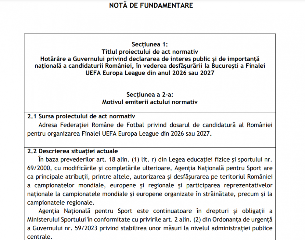 DOCUMENT All-in pentru organizarea finalei Europa League la București. Ce decizie a luat Guvernul_3