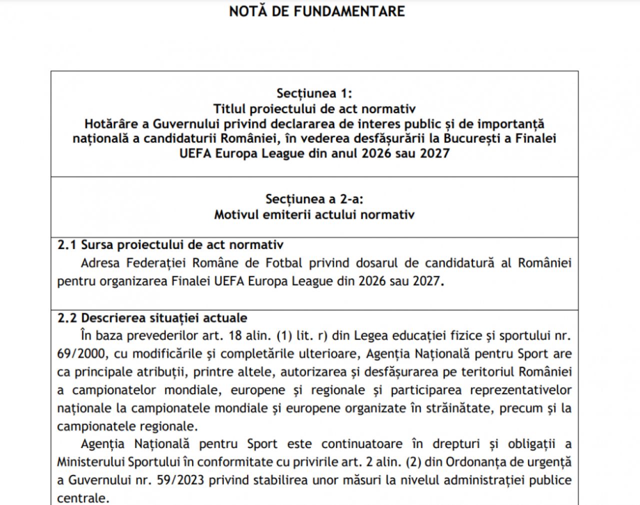 DOCUMENT All-in pentru organizarea finalei Europa League la București. Ce decizie a luat Guvernul_3