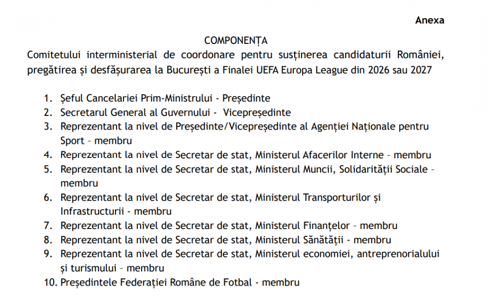 DOCUMENT All-in pentru organizarea finalei Europa League la București. Ce decizie a luat Guvernul_5