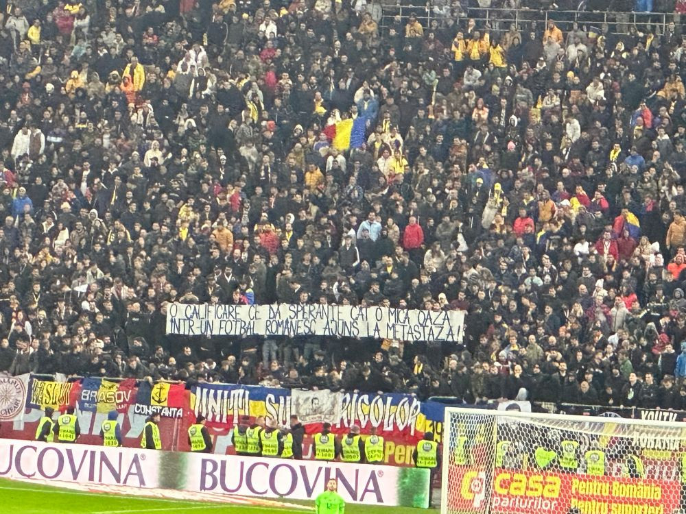 Mesajul cu venin afișat de suporteri pe finalul meciului Rom&acirc;nia - Elveția&nbsp;
