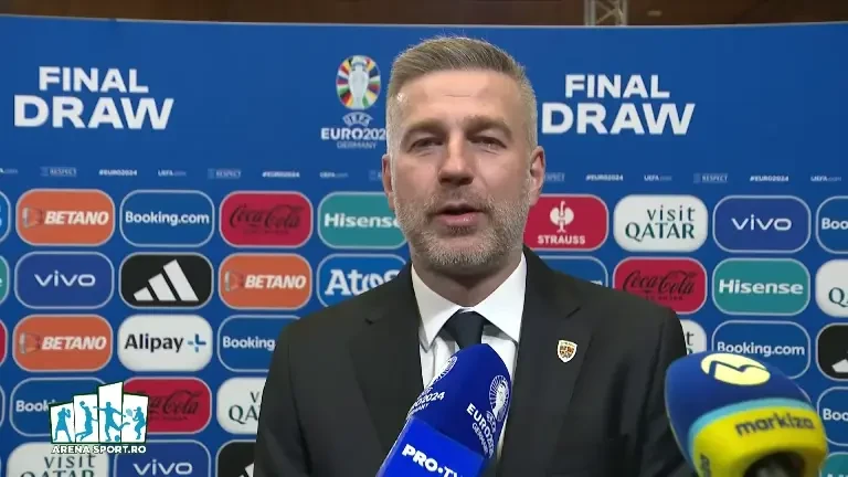 Edi Iordănescu, la zona mixtă după tragerea la sorți pentru EURO 2024 (02/12/2023)