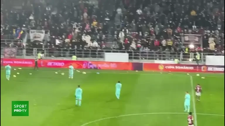 Suporterii Rapidului au aruncat cu jucării &icirc;n teren, la meciul cu CFR Cluj, de Sf. Nicolae