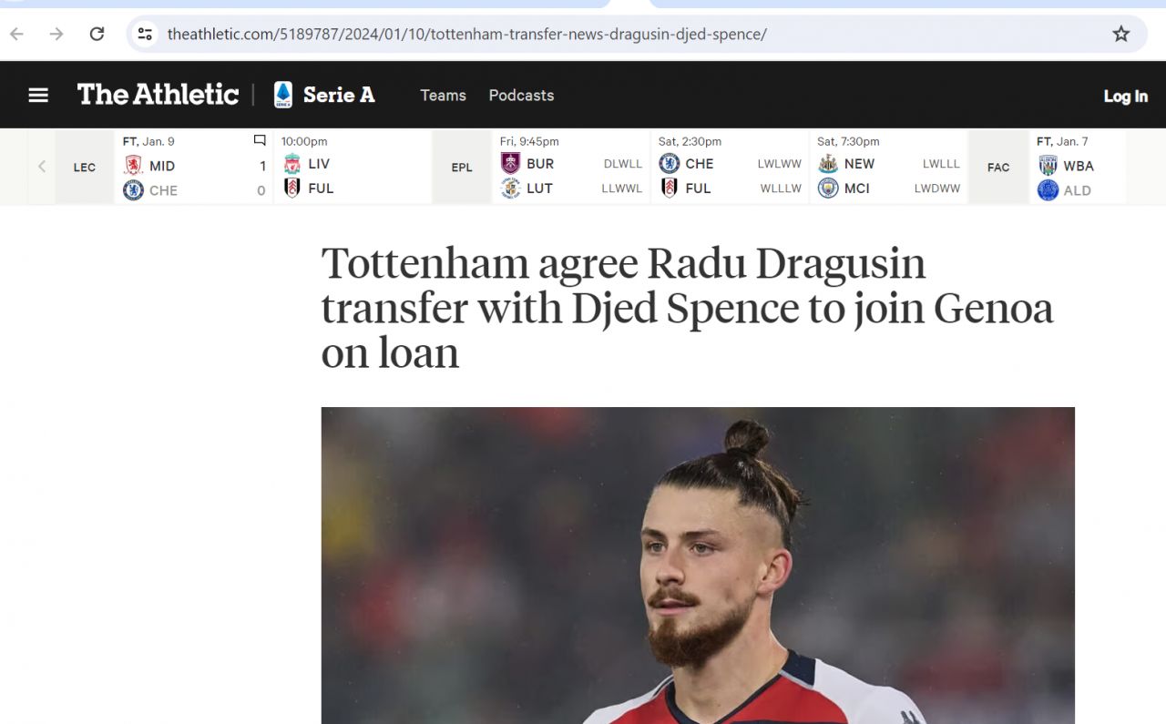 Reacția presei internaționale despre anunțul transferului lui Radu Drăgușin la Tottenham _2