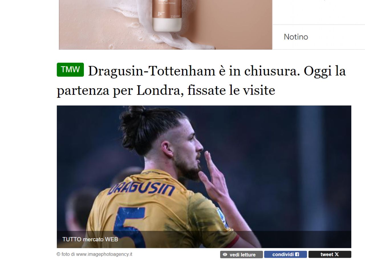 Reacția presei internaționale despre anunțul transferului lui Radu Drăgușin la Tottenham _7