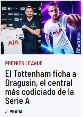 Reacția presei internaționale după transferul lui Drăgușin la Tottenham: 