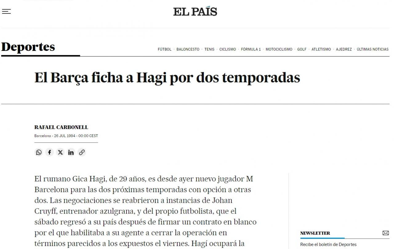 Hagi și transferul la Barcelona: 