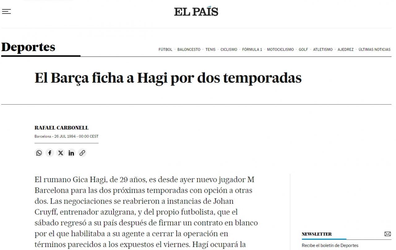 Hagi și transferul la Barcelona: