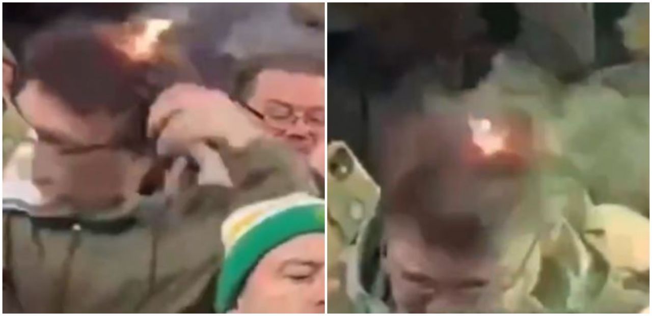Momentul șocant în care unui fan i-a luat foc părul în timpul meciului _1