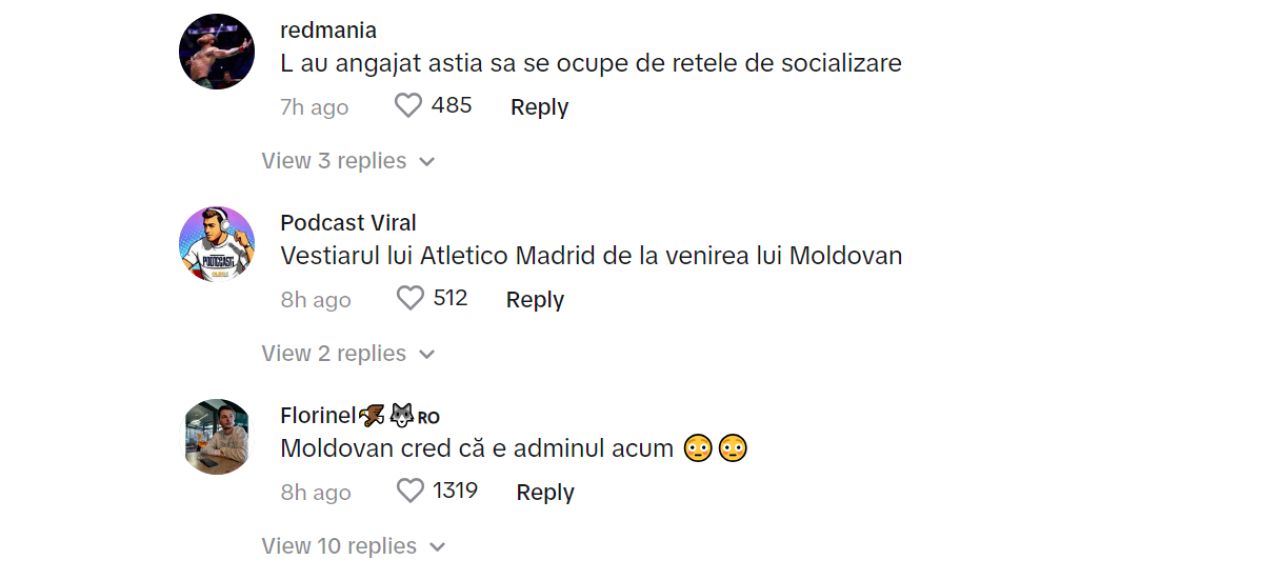 Nu a prins niciun minut de joc, dar e vedetă pe TikTok. Reacții după ce Atletico Madrid l-a postat pe Moldovan cu manele pe fundal_5