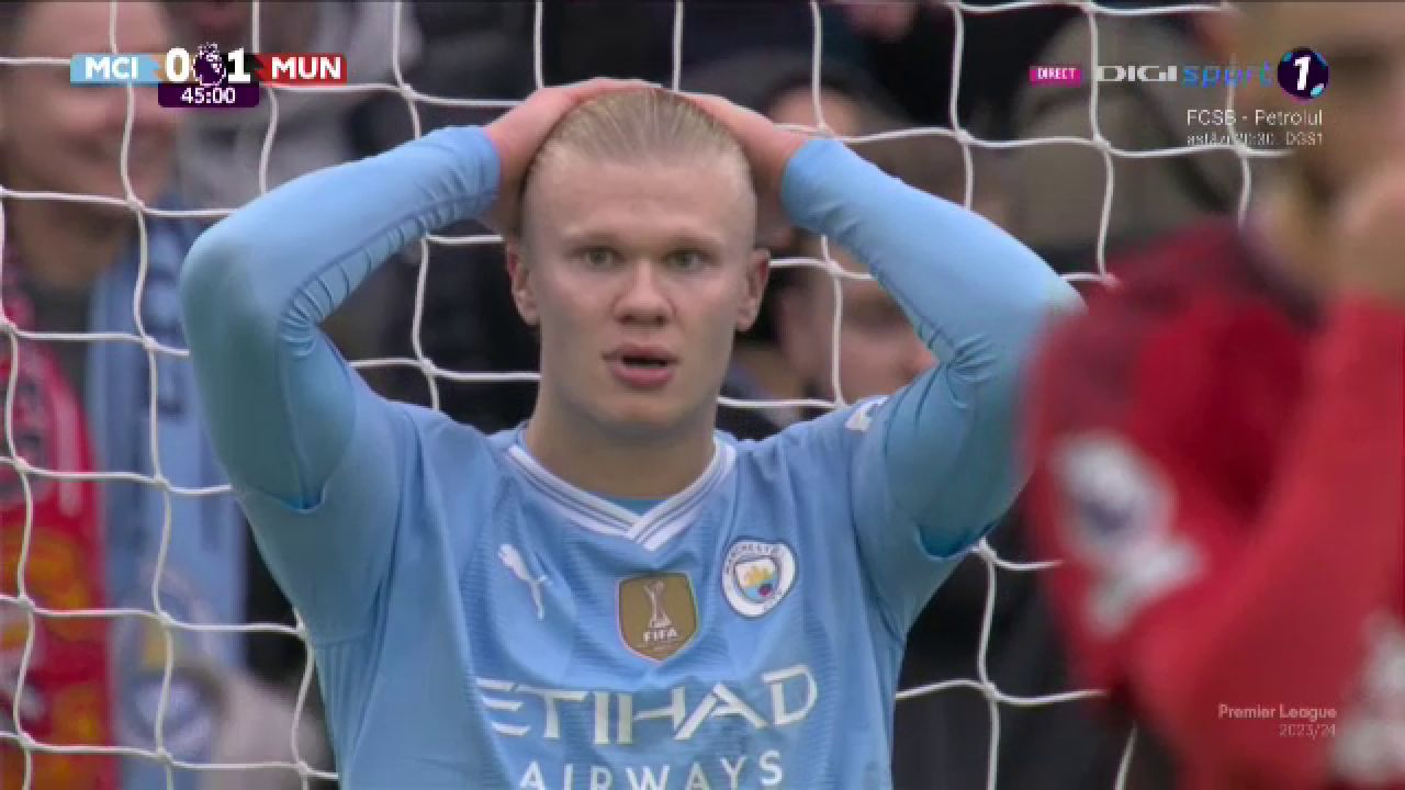 Erling Haaland a ratat incredibil cu poarta goală în derby-ul cu United și fanii au rămas șocați: ”N-am văzut niciodată așa ceva”_1