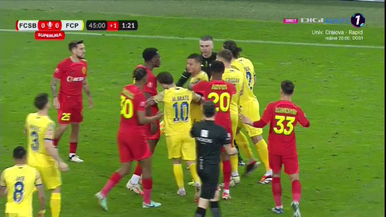 Spirite încinse pe Arena Națională! ”Centralul” a arătat două cartonașe în urma unei altercații de pe teren_2