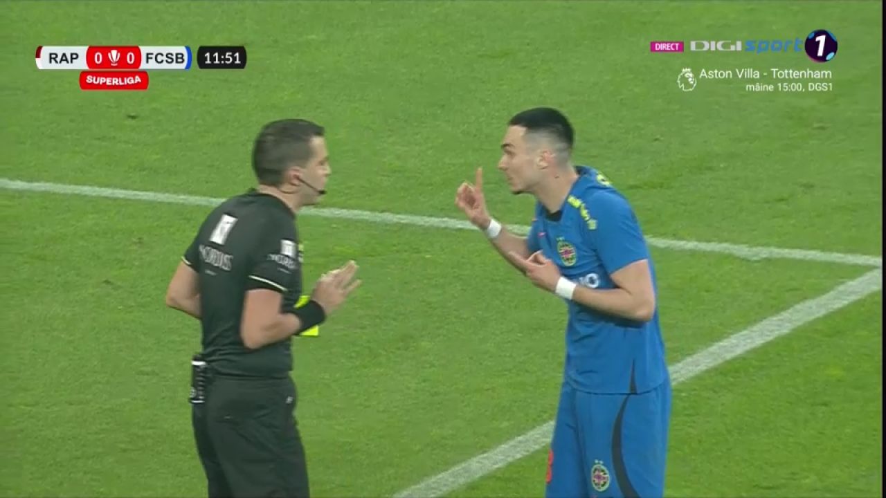 Galben cum rar se vede în Rapid - FCSB! Șut a vrut să fie fairplay, dar Hațegan l-a sancționat_2