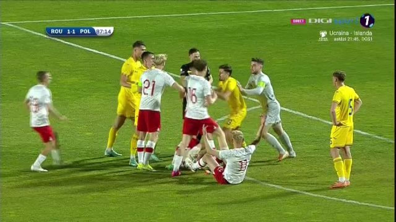 Tensiune la cote maxime! Momentul care a înghețat inima fanilor: Ce s-a întâmplat în minutul 87 în România - Polonia U20_1
