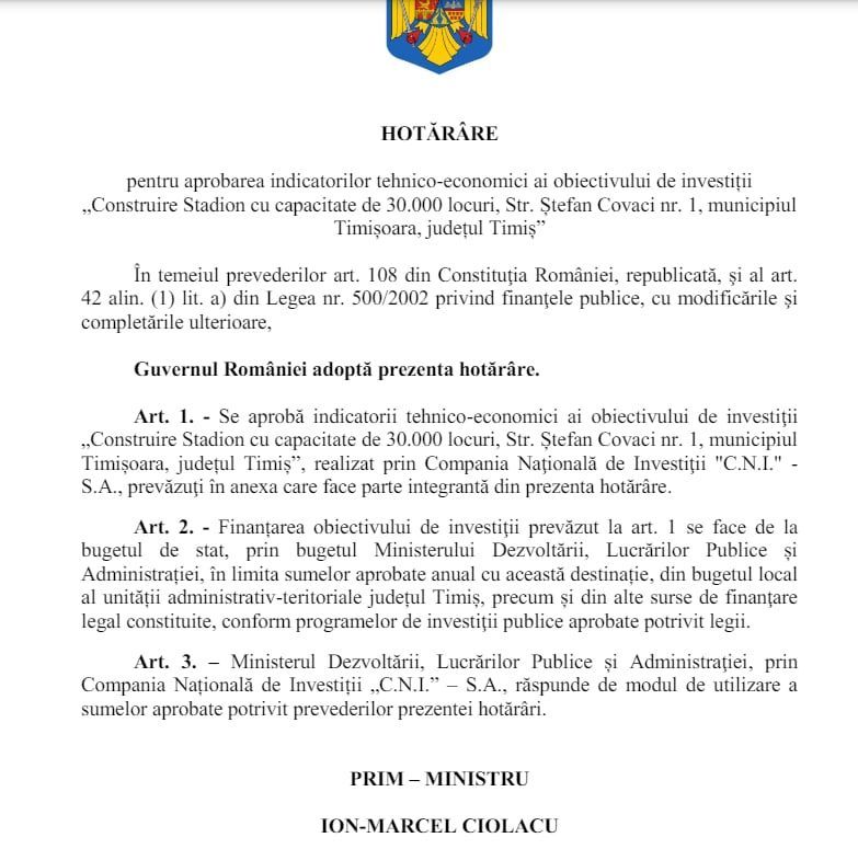DOCUMENT Apare un nou stadion de 5 stele în România! Guvernul aprobă azi toate actele_2