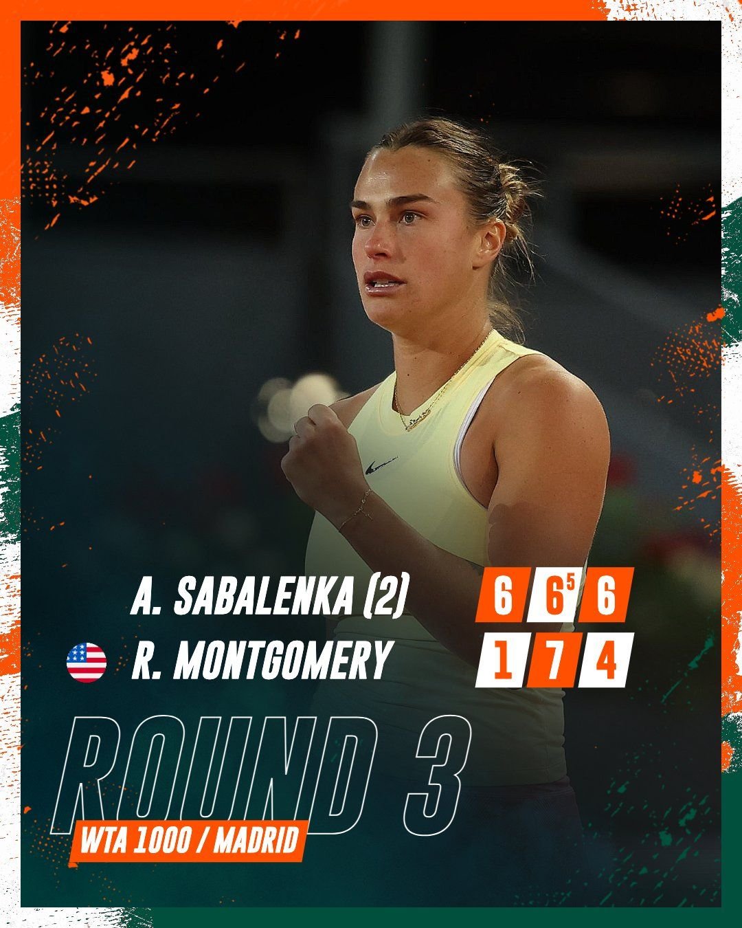 Arina, ce chin cu nr. 183 WTA! Cât a durat meciul Sabalenka - Montgomery, un adevărat thriller la Madrid _3
