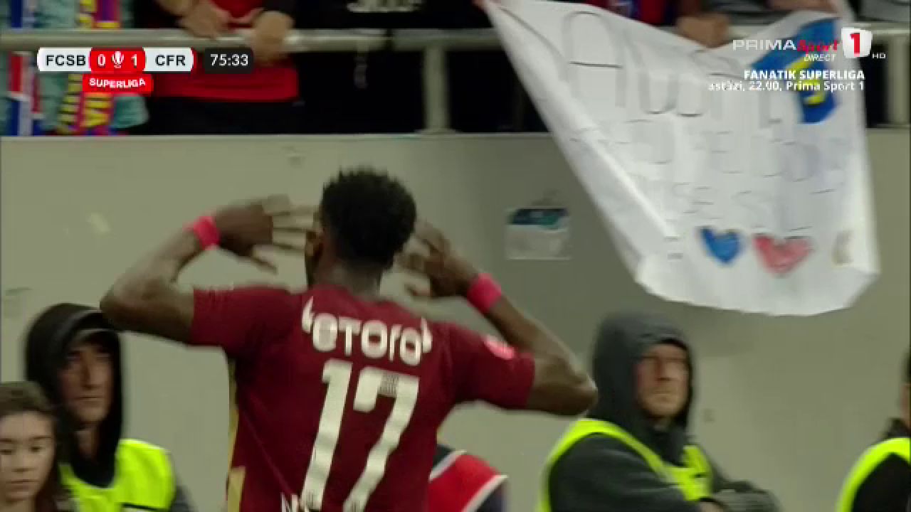 Philip Otele a înscris un eurogol în FCSB - CFR Cluj și a redus Arena Națională la tăcere pentru câteva minute!_1