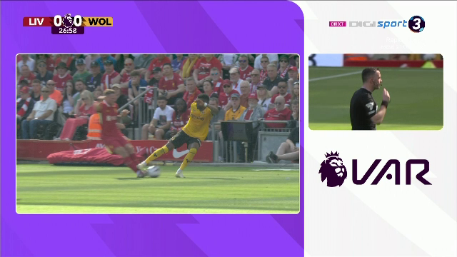 Intrare criminală &icirc;n Liverpool - Wolves! VAR-ul a intervenit, iar &rdquo;centralul&rdquo; l-a eliminat imediat
