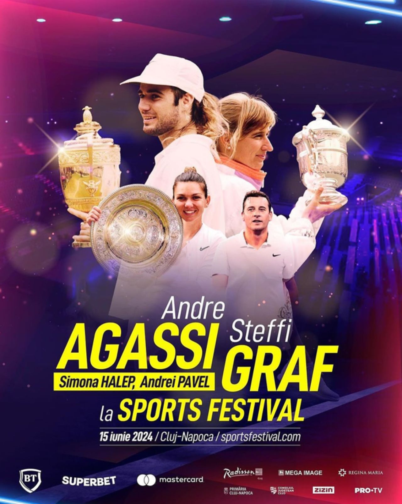 Fără aere de vedetă la sosirea soților Agassi și Graf în România. Sâmbătă joacă cu Halep și Pavel în direct la Pro Arena și VOYO_2