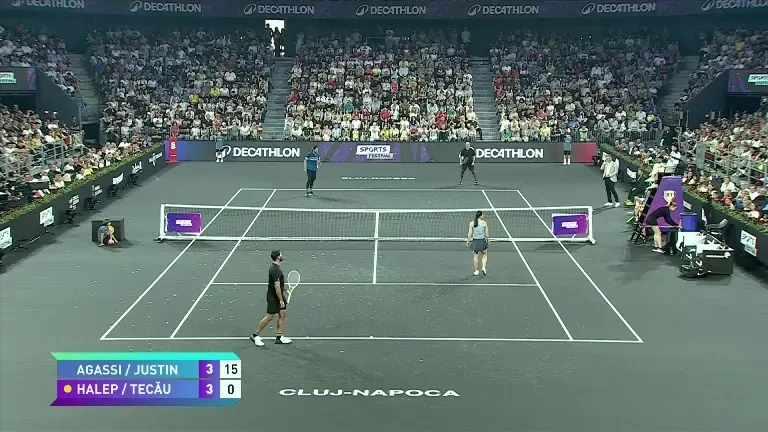 Simona Halep și Steffi Graf, alături de Andrei Pavel și Andre Agassi