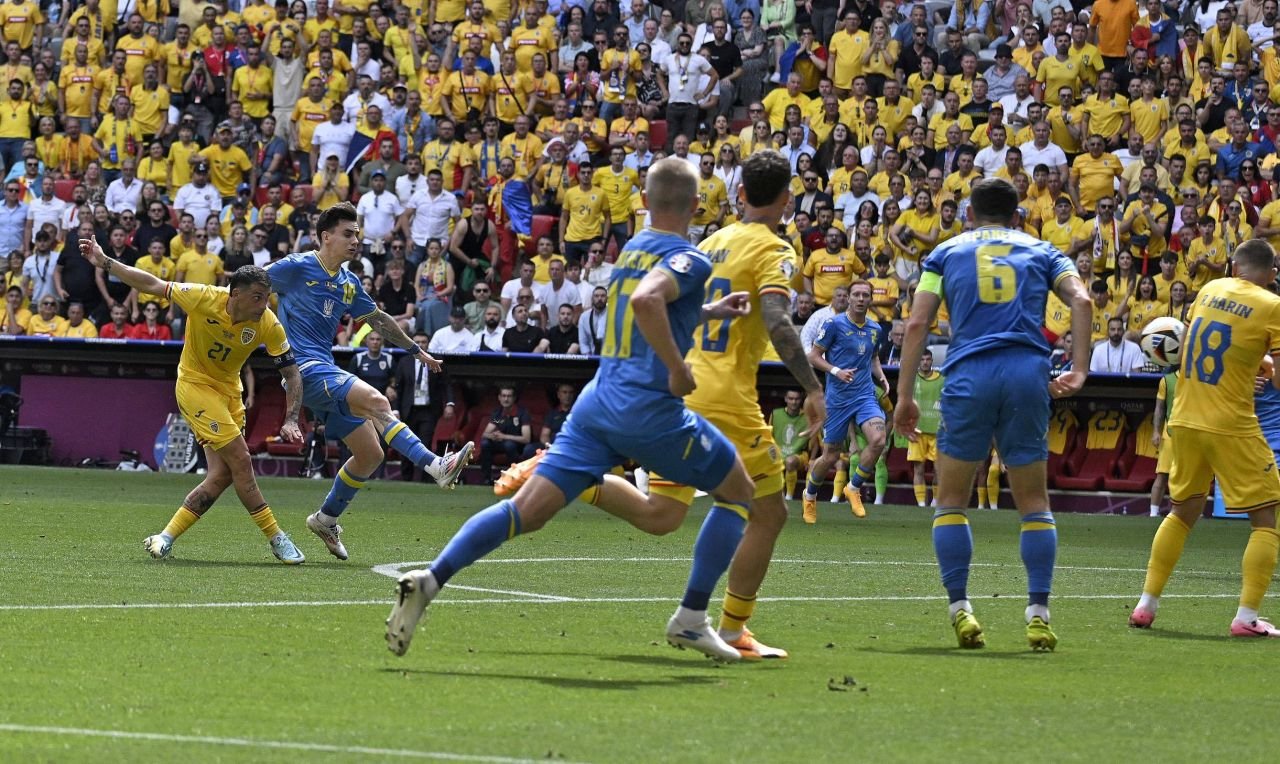 Rom&acirc;nia - Ucraina la EURO 2024 I Posesie zdrobitoare pentru Ucraina &icirc;n prima repriză, dar Rom&acirc;nia conduce cu 1-0!