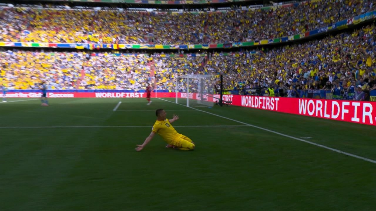 VIDEO EXCLUSIV. Golul lui Răzvan Marin de la EURO 2024. Al doilea gol pentru Rom&acirc;nia &icirc;mpotriva Ucrainei