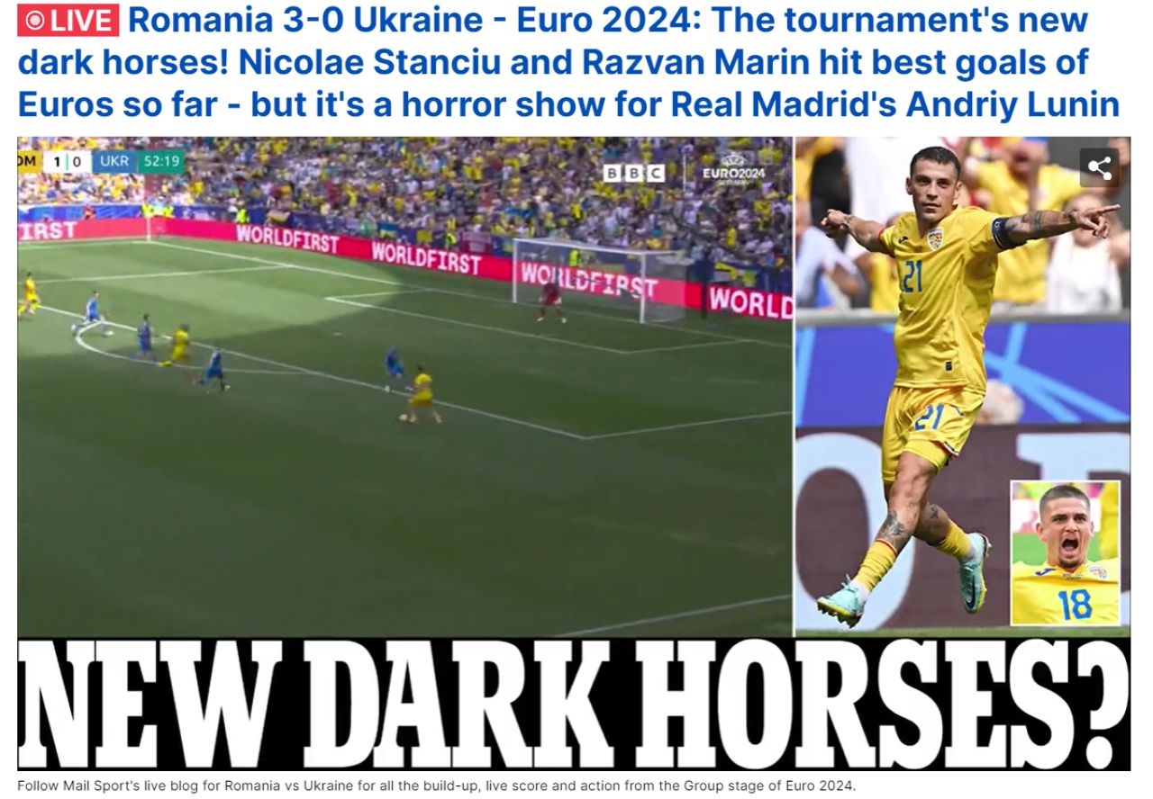 Publicațiile internaționale au reacționat după victoria zdrobitoare a României cu Ucraina, la EURO 2024_2