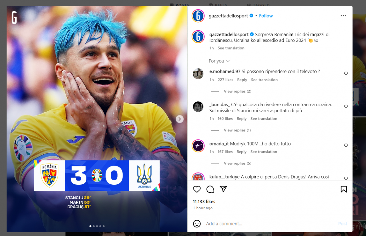 Publicațiile internaționale au reacționat după victoria zdrobitoare a României cu Ucraina, la EURO 2024_3