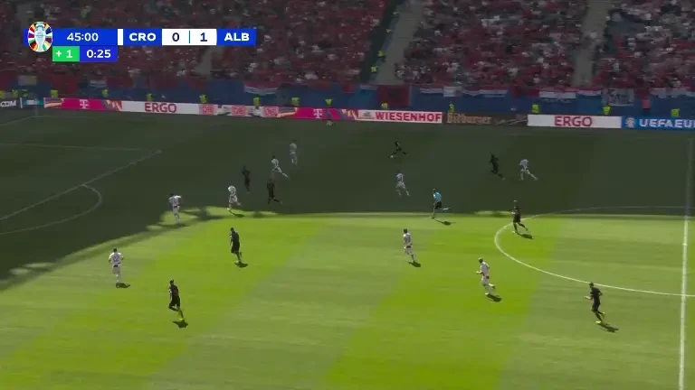 Croația - Albania | Minutul 45+1 - Ocazie Albania