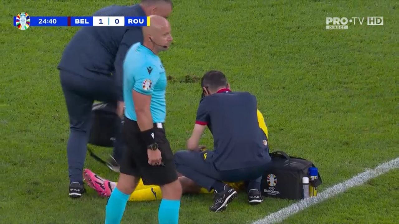 Războinicul Mihăilă! Românul a continuat în meciul cu Belgia, după ce a fost călcat pe mână de un adversar_6