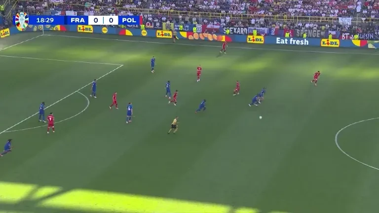 Franța - Polonia, Pro Arena și VOYO: Ocazie Franța, minutul 19