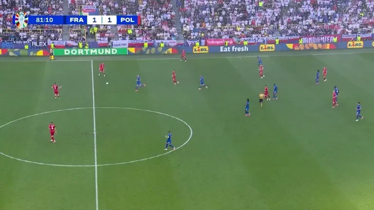 Franța - Polonia, Pro Arena și VOYO: Ocazie Polonia, minutul 82