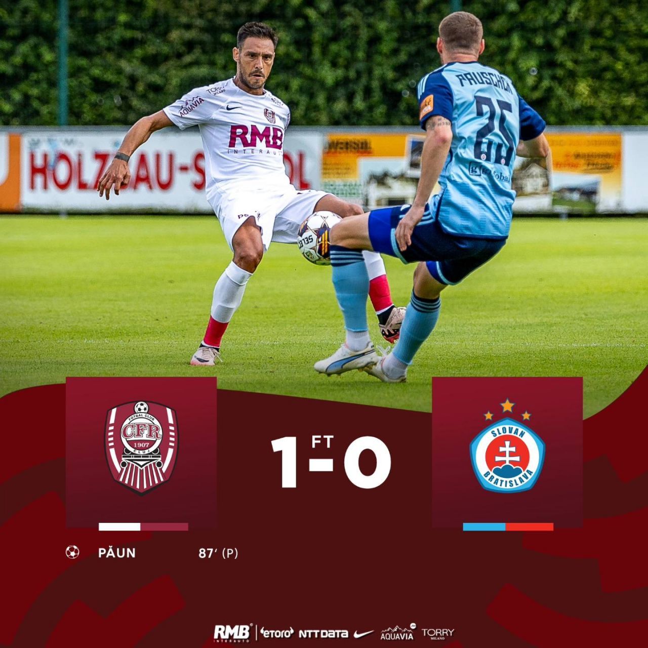 CFR Cluj s-a descurcat mai bine decât naționala României! Victorie cu campioana Slovaciei, primul gol pentru Adrian Păun după revenire_3
