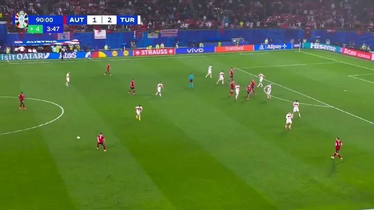 Turcia - Austria, Pro TV și VOYO: Ocazie imensă Austria, minutul 90+4