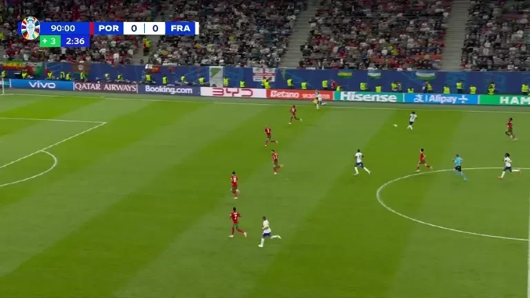 Portugalia - Franța (Min. 90+3): Ocazie Mbappe