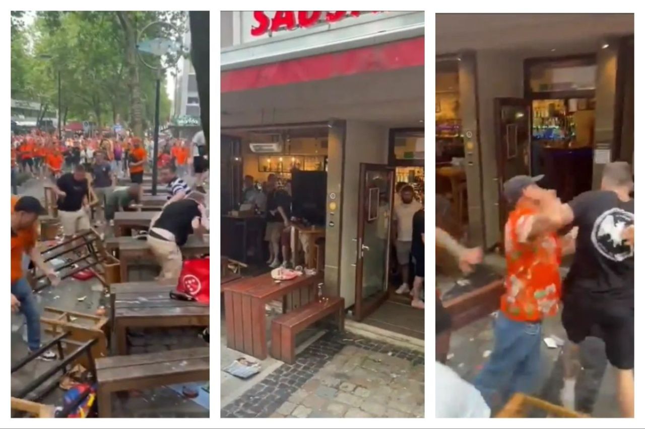 Scene șocante înainte de Olanda - Anglia! Au devastat un bar și s-au bătut cu scaune și televizoare_1
