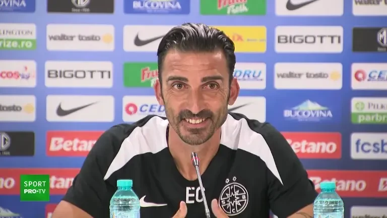 Elias Charalambous, conferință &icirc;nainte de Unirea Slobozia - FCSB (18 iulie 2024)